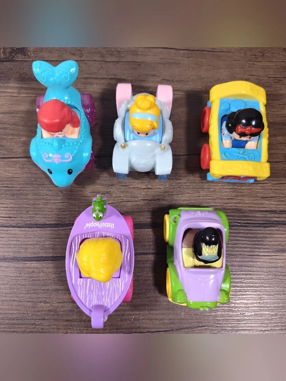 Fisher Price Disney Princess Little People Wheelies Lot Of 5